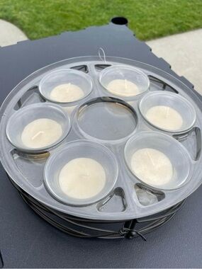 Set of 6 White Tea light Citronella Candles | Fits around patio umbrella